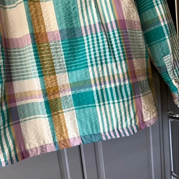 UO Men's Eclectic Grandpa Skater Plaid Seersucker Shirt Jacket,Multi, L - Picture 15 of 16